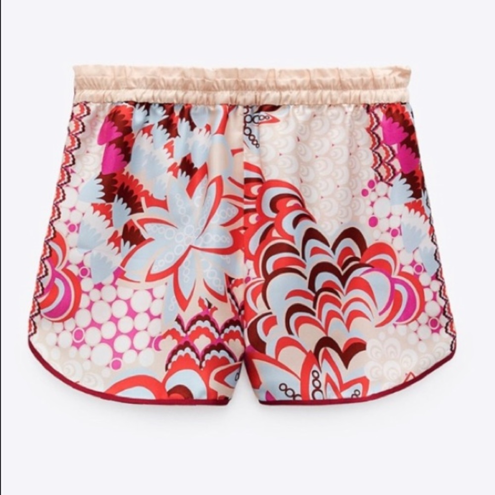 Zara printed floral pajama style shorts NWT - Picture 7 of 10